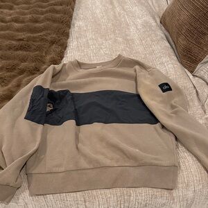 ALO Men's Beige and black Crewneck Sweater